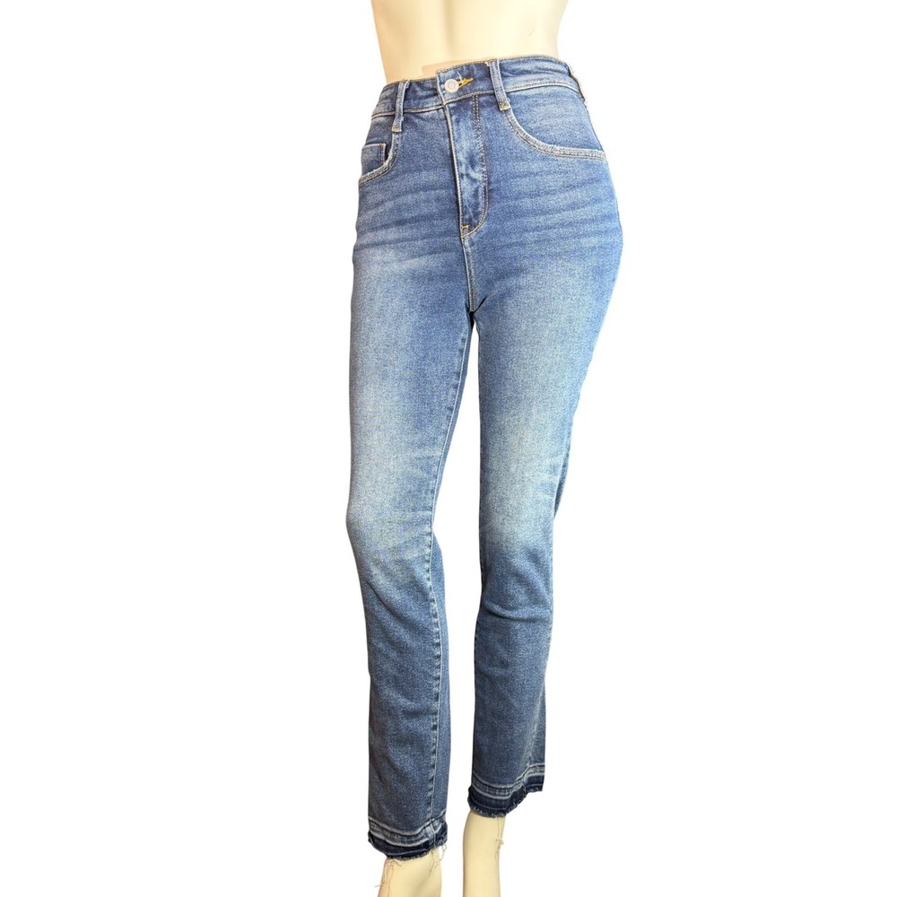 Anthropologie Pilcro The Cigarette Jeans High Rise Raw Hem Blue Straight 25